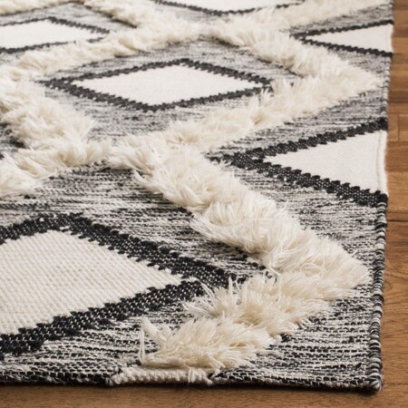 Safavieh Hand Woven 9 x 12 ft. Kenya Contemporary Rug, Black & Ivory - Rectangle KNY454Z-9